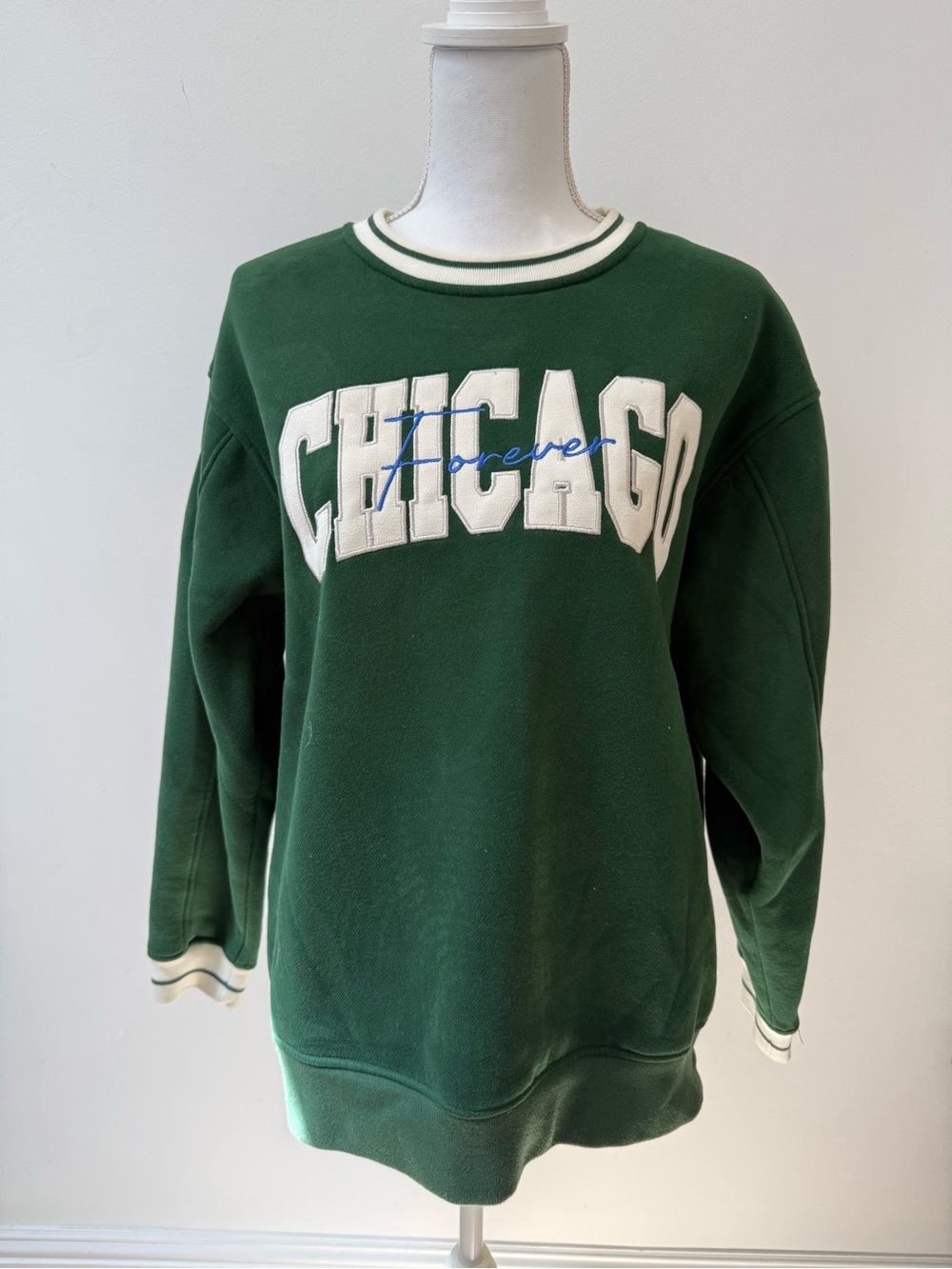 Chicago Embroidered Green Crewneck Sweatshirt
